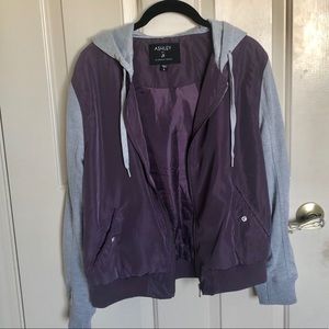 Two toned bomber jacket with hood